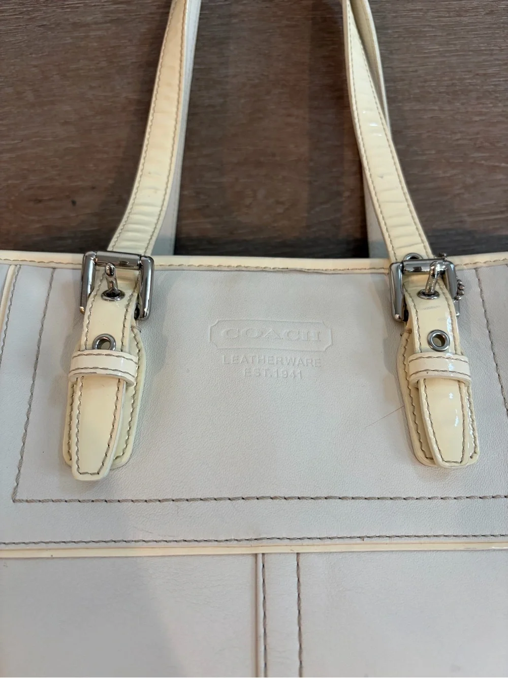 Coach White Leather Legacy Hampton Bag